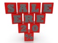 Sale ere 20% concept on red toy blocks Royalty Free Stock Photo