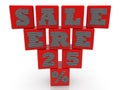 Sale ere 25% concept on red toy blocks Royalty Free Stock Photo