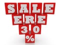 SALE ERE 30% concept on red toy blocks Royalty Free Stock Photo