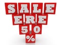 SALE ERE 50% concept on red toy blocks Royalty Free Stock Photo