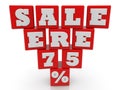 SALE ERE 75% concept on red toy blocks Royalty Free Stock Photo