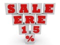 Sale ere 15% on white toy blocks Royalty Free Stock Photo