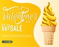 Sale Flyer design for Happy Valentine\'s Day with ice crea Royalty Free Stock Photo