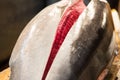 Fresh gutted tuna fish at japanese street market