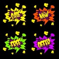 Sale, Free, Offer Text in Comic book style Royalty Free Stock Photo