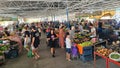 Sale of fresh organic fruits and vegetables at a local farmers market