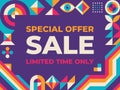 Sale geometric banner design. Special offer abstract poster. Discount advertising marketing layout.