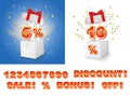 Discounts, sales gift box construction, vector illustration Royalty Free Stock Photo