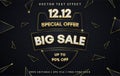 1212 sale, golden editable text effect style Royalty Free Stock Photo