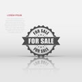 For sale grunge rubber stamp. Vector illustration on white background. Business concept for sale stamp pictogram Royalty Free Stock Photo