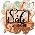 Sale hand drawn lettering with vector abstract background