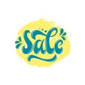 Sale Hand lettering Design Template. Typography Vector Background. Handmade calligraphy. Easy paste to any background Royalty Free Stock Photo