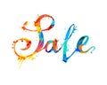 Sale. Hand written word of splash paint