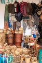 Sale of handmade clothes, baskets and kitchen utensils in a village in Colombia. Royalty Free Stock Photo