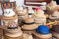 Hat sales in a town in Colombia. Royalty Free Stock Photo