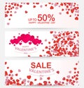 Sale header or banner set with discount offer for Happy Valentine`s Day celebration. Royalty Free Stock Photo