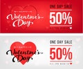 Sale header or banner set with discount offer for Happy Valentines Day celebration. Royalty Free Stock Photo