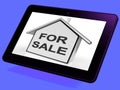 For Sale House Tablet Means Selling Or Auctioning Home Royalty Free Stock Photo