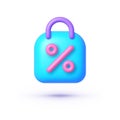 Sale icon in 3d style. Online sale. 3d promo icon vector render illustration