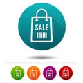 Sale icons. Sale Bag signs. Shopping symbol. Vector Circle web buttons. Royalty Free Stock Photo