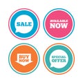 Sale icons. Special offer speech bubbles symbols. Royalty Free Stock Photo