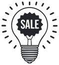 Sale Idea Bulb Illustration Black and White Royalty Free Stock Photo