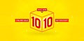 10.10 sale illustration Cube model number sign red ribbon with isolated yellow background