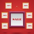 Sale illustration with frames and canvases