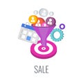 Sale Infographics Pictogram. Successful sales strategy. anagement and marketing. Royalty Free Stock Photo