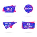 Sale isolated banners set. Big Sale and Discount offer stickers, tags, labels or paper banners set on white background. Blue and Royalty Free Stock Photo