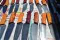 Knives. instrument sold at street fairs in Brazil, handmade, with steel and wooden handle, Brasil, South America