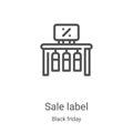 sale label icon vector from black friday collection. Thin line sale label outline icon vector illustration. Linear symbol for use Royalty Free Stock Photo