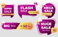 Sale labels pink banner tag set collection, special offer. Big sale special up to 70% off.