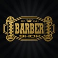 Barber Shop Hair Salon Hair Stylist Vintage logo Luxury Pomade Retro Royal Vector