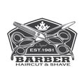 Barber Shop Hair Salon Hair Stylist Vintage logo Luxury Pomade Retro Royal Vector Royalty Free Stock Photo