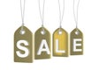 Sale labels on white. 3D rendering. Royalty Free Stock Photo