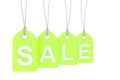 Sale labels on white. 3D rendering. Royalty Free Stock Photo