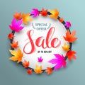 Sale lettering banner circle with maples.