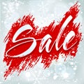 Sale lettering. Winter background with snowflakes Royalty Free Stock Photo