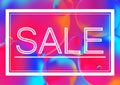 Sale letters marketing concept vector illustration on Neon color balls background with white frame. Abstract colorful 3D Royalty Free Stock Photo