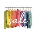Sale logo with clothing rail
