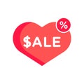 Sale love icon isolated on white background