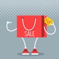 Sale at low prices, Cartoon shopping bag