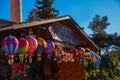 Sale in the market. Turkish Bazaar on the street. Souvenirs in the form of balloons. Cappadocia, Turkey Royalty Free Stock Photo