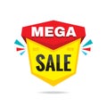 Sale mega discount - concept badge vector illustration. Abstract sticker banner. Graphic design element.