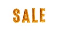 Sale balloon golden text on white background, discount banner, 3d rendering Royalty Free Stock Photo