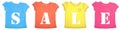 Sale Message on Vibrant Colored Tee Shirts Royalty Free Stock Photo