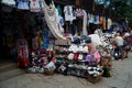 Sale of national Ukrainian clothing, wine, cheese, handicrafts at the souvenir market in Yaremche.