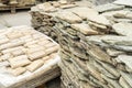 Sale of natural stone for cladding and construction. Royalty Free Stock Photo