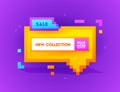 Sale New Collection Banner with Typography in Yellow Pixel Speech Bubble and Graphic Random Elements